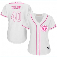 Women's Majestic Texas Rangers #40 Bartolo Colon Replica White Fashion Cool Base MLB Jersey