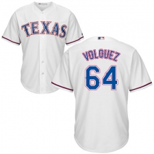 Men's Majestic Texas Rangers #64 Edinson Volquez Replica White Home Cool Base MLB Jersey