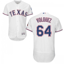 Men's Majestic Texas Rangers #64 Edinson Volquez White Home Flex Base Authentic Collection MLB Jersey