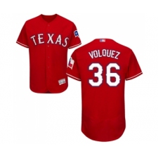 Men's Texas Rangers #36 Edinson Volquez Red Alternate Flex Base Authentic Collection Baseball Jersey