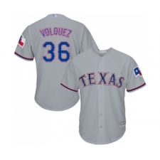 Men's Texas Rangers #36 Edinson Volquez Replica Grey Road Cool Base Baseball Jersey
