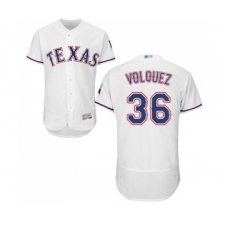 Men's Texas Rangers #36 Edinson Volquez White Home Flex Base Authentic Collection Baseball Jersey