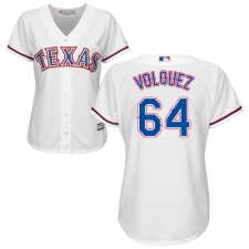 Women's Majestic Texas Rangers #64 Edinson Volquez Authentic White Home Cool Base MLB Jersey