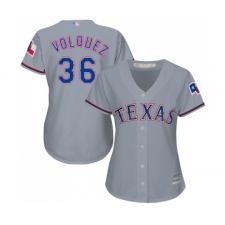 Women's Texas Rangers #36 Edinson Volquez Replica Grey Road Cool Base Baseball Jersey