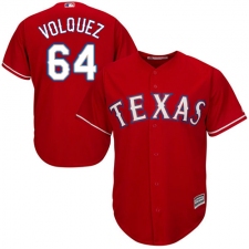 Youth Majestic Texas Rangers #64 Edinson Volquez Authentic Red Alternate Cool Base MLB Jersey