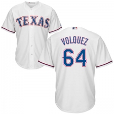 Youth Majestic Texas Rangers #64 Edinson Volquez Authentic White Home Cool Base MLB Jersey