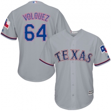 Youth Majestic Texas Rangers #64 Edinson Volquez Replica Grey Road Cool Base MLB Jersey