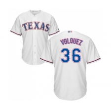 Youth Texas Rangers #36 Edinson Volquez Replica White Home Cool Base Baseball Jersey