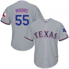 Youth Majestic Texas Rangers #55 Matt Moore Authentic Grey Road Cool Base MLB Jersey