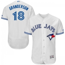 Men's Majestic Toronto Blue Jays #18 Curtis Granderson White Home Flex Base Authentic Collection MLB Jersey