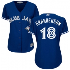 Women's Majestic Toronto Blue Jays #18 Curtis Granderson Replica Blue Alternate MLB Jersey