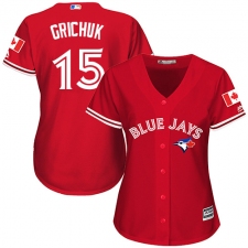 Women's Majestic Toronto Blue Jays #15 Randal Grichuk Authentic Scarlet Alternate MLB Jersey