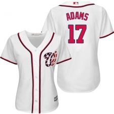 Women's Majestic Washington Nationals #17 Matt Adams Authentic White Home Cool Base MLB Jersey