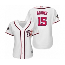 Women's Washington Nationals #15 Matt Adams Authentic White Home Cool Base 2019 World Series Bound Baseball Jersey