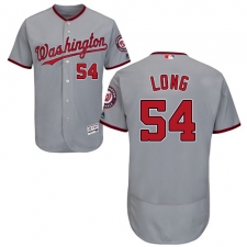 Men's Majestic Washington Nationals #54 Kevin Long Grey Road Flex Base Authentic Collection MLB Jersey