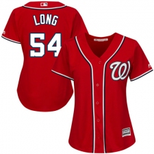 Women's Majestic Washington Nationals #54 Kevin Long Replica Red Alternate 1 Cool Base MLB Jersey