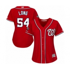 Women's Washington Nationals #54 Kevin Long Authentic Red Alternate 1 Cool Base 2019 World Series Champions Baseball Jersey