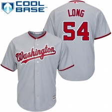 Youth Majestic Washington Nationals #54 Kevin Long Authentic Grey Road Cool Base MLB Jersey