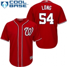 Youth Majestic Washington Nationals #54 Kevin Long Replica Red Alternate 1 Cool Base MLB Jersey