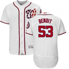 Men's Majestic Washington Nationals #53 Joaquin Benoit White Home Flex Base Authentic Collection MLB Jersey