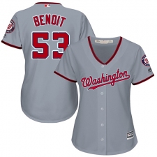 Women's Majestic Washington Nationals #53 Joaquin Benoit Authentic Grey Road Cool Base MLB Jersey