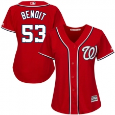 Women's Majestic Washington Nationals #53 Joaquin Benoit Authentic Red Alternate 1 Cool Base MLB Jersey