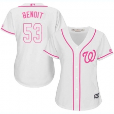 Women's Majestic Washington Nationals #53 Joaquin Benoit Authentic White Fashion Cool Base MLB Jersey