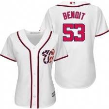 Women's Majestic Washington Nationals #53 Joaquin Benoit Authentic White Home Cool Base MLB Jersey