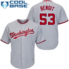 Youth Majestic Washington Nationals #53 Joaquin Benoit Replica Grey Road Cool Base MLB Jersey
