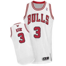 Men's Adidas Chicago Bulls #3 Omer Asik Authentic White Home NBA Jersey