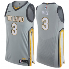 Men's Nike Cleveland Cavaliers #3 George Hill Authentic Gray NBA Jersey - City Edition