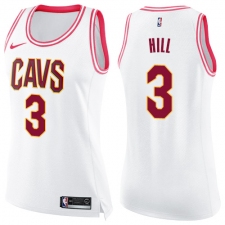 Women's Nike Cleveland Cavaliers #3 George Hill Swingman White/Pink Fashion NBA Jersey