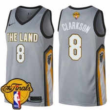 Men's Nike Cleveland Cavaliers #8 Jordan Clarkson Swingman Gray 2018 NBA Finals Bound NBA Jersey - City Edition