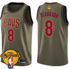 Men's Nike Cleveland Cavaliers #8 Jordan Clarkson Swingman Green Salute to Service 2018 NBA Finals Bound NBA Jersey