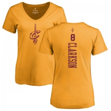 NBA Women's Nike Cleveland Cavaliers #8 Jordan Clarkson Gold One Color Backer Slim-Fit V-Neck T-Shirt