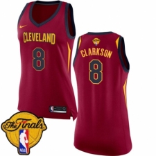 Women's Nike Cleveland Cavaliers #8 Jordan Clarkson Authentic Maroon 2018 NBA Finals Bound NBA Jersey - Icon Edition