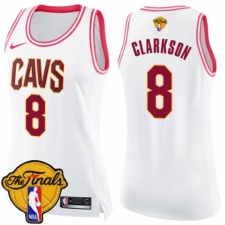 Women's Nike Cleveland Cavaliers #8 Jordan Clarkson Swingman White/Pink Fashion 2018 NBA Finals Bound NBA Jersey