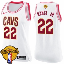 Women's Nike Cleveland Cavaliers #22 Larry Nance Jr. Swingman White/Pink Fashion 2018 NBA Finals Bound NBA Jersey