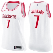 Women's Nike Houston Rockets #7 Joe Johnson Swingman White/Pink Fashion NBA Jersey