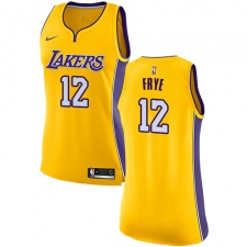 Women's Nike Los Angeles Lakers #12 Channing Frye Authentic Gold Home NBA Jersey - Icon Edition