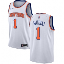 Men's Nike New York Knicks #1 Emmanuel Mudiay Authentic White NBA Jersey - Association Edition