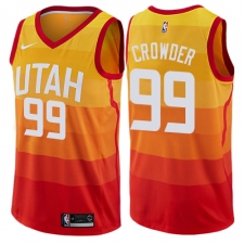 Men's Nike Utah Jazz #99 Jae Crowder Authentic Orange NBA Jersey - City Edition