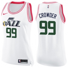 Women's Nike Utah Jazz #99 Jae Crowder Swingman White/Pink Fashion NBA Jersey