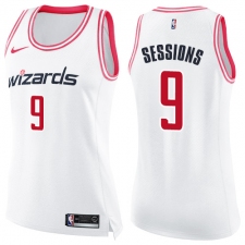 Women's Nike Washington Wizards #9 Ramon Sessions Swingman White/Pink Fashion NBA Jersey