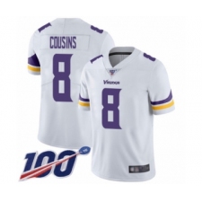 Men's Minnesota Vikings #8 Kirk Cousins White Vapor Untouchable Limited Player 100th Season Football Jersey