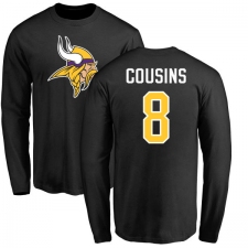 NFL Nike Minnesota Vikings #8 Kirk Cousins Black Name & Number Logo Long Sleeve T-Shirt