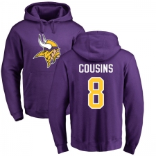 NFL Nike Minnesota Vikings #8 Kirk Cousins Purple Name & Number Logo Pullover Hoodie