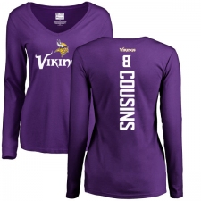 NFL Women's Nike Minnesota Vikings #8 Kirk Cousins Purple Backer Slim Fit Long Sleeve T-Shirt