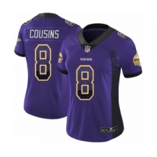 Women's Nike Minnesota Vikings #8 Kirk Cousins Limited Purple Rush Drift Fashion NFL Jersey