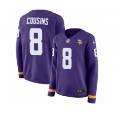 Women's Nike Minnesota Vikings #8 Kirk Cousins Limited Purple Therma Long Sleeve NFL Jersey
